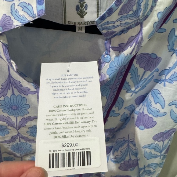 Sue Sartor Blue and Purple Floral Blouse - Picture 3 of 3